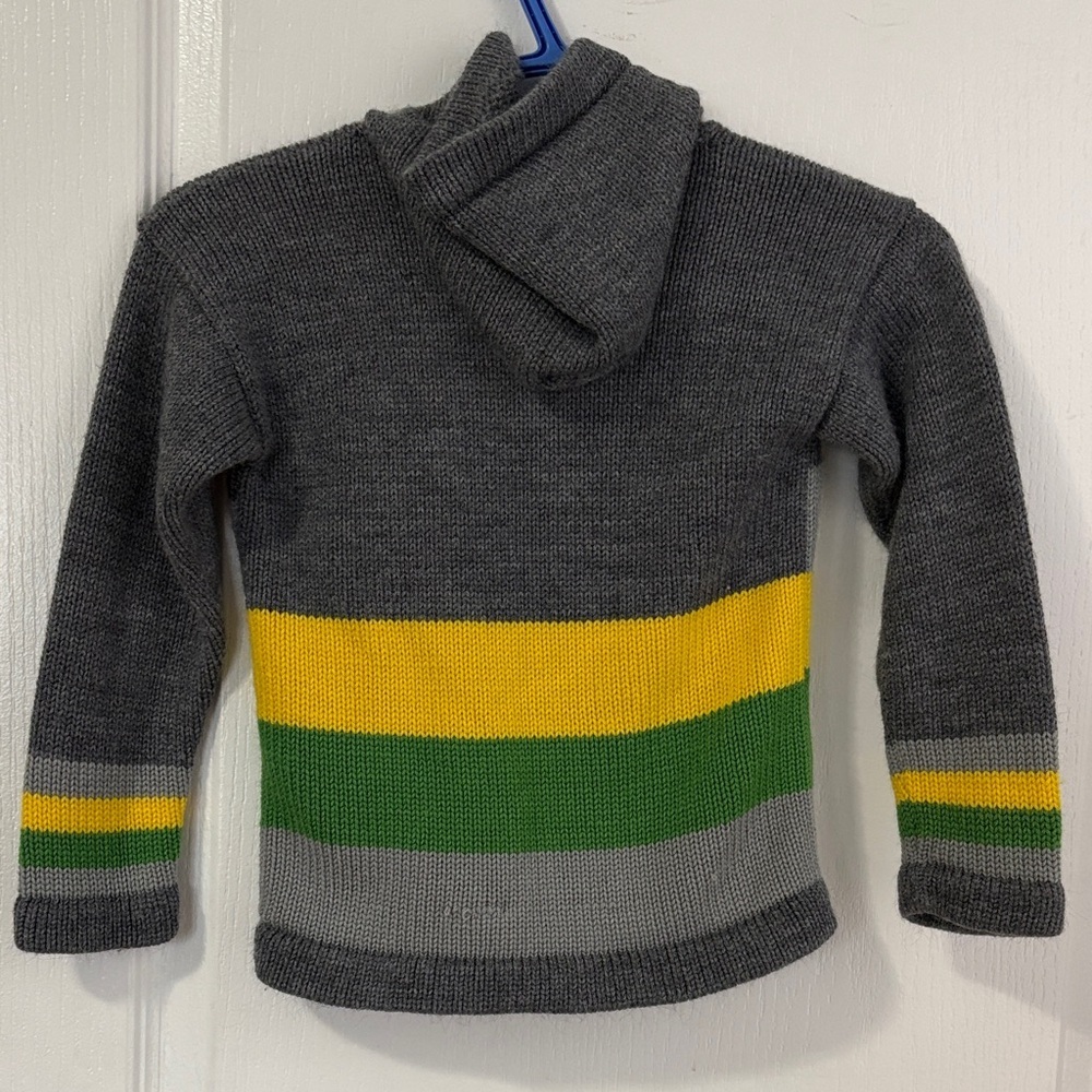 Handmade Gray and Green Palm Tree Knit Sweater - Picture 5 of 5